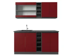 Single-Küchen|Einbauküchen<Vicco R-Line Singleküche /Anthrazit 160 cm AP Anthrazit ohne E-Geräte Rot