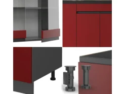 Single-Küchen<Vicco R-Line Singleküche /Anthrazit 140 cm J-Shape ohne E-Geräte Rot