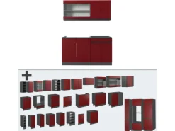 Single-Küchen<Vicco R-Line Singleküche /Anthrazit 140 cm J-Shape ohne E-Geräte Rot