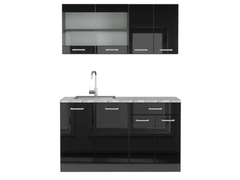 Online Vicco R-Line Singleküche /Anthrazit 140 cm AP Marmor ohne E-Geräte Single-Küchen