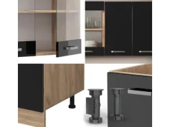 Online Vicco R-Line Singleküche /Goldkraft Eiche 160 cm AP Anthrazit ohne E-Geräte Single-Küchen