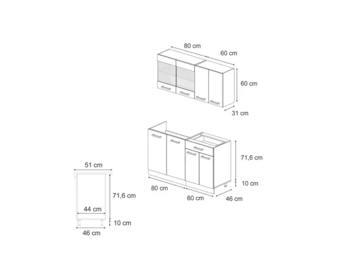 Sale Vicco R-Line Single Küche Sonoma/Goldkraft Eiche 140 cm AP Anthrazit ohne E-Geräte Sonoma Eiche