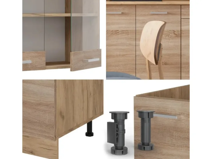 Sale Vicco R-Line Single Küche Sonoma/Goldkraft Eiche 140 cm AP Anthrazit ohne E-Geräte Sonoma Eiche