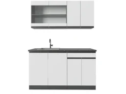 Single-Küchen<Vicco R-Line Singleküche /Anthrazit 140 cm AP Anthrazit ohne E-Geräte Weiß