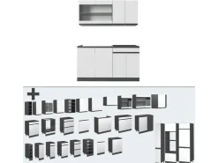 Single-Küchen|Einbauküchen<Vicco R-Line Singleküche /Anthrazit 140 cm J-Shape ohne E-Geräte Weiß