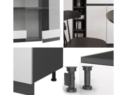 Single-Küchen<Vicco R-Line Singleküche /Anthrazit 160 cm AP Anthrazit ohne E-Geräte Weiß