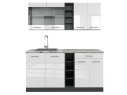 Outlet Vicco R-Line Singleküche /Anthrazit 160 cm AP Marmor ohne E-Geräte Single-Küchen