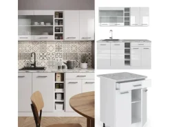 Single-Küchen|Pantryküchen<Vicco R-Line Singleküche Hochglanz/ 160 cm ohne Arbeitsplatte ohne E-Geräte Weiß