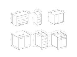 Single-Küchen|Herde<Vicco R-Line Singleküche Weiß Hochglanz/Goldkraft Eiche 160 cm ohne Arbeitsplatte ohne E-Geräte Hochglanz Weiß