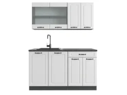 Discount Vicco R-Line Singleküche Weiß Landhaus/Anthrazit 140 cm ohne Arbeitsplatte ohne E-Geräte Single-Küchen|Einbauküchen
