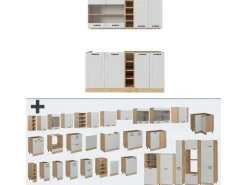 Best Vicco R-Line Singleküche Weiß Landhaus/Goldkraft Eiche 160 cm AP Eiche ohne E-Geräte Weiß Struktur