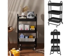 Vicco Rollregal Tron Rollbare Küchen-Minibar 46x79 cm Schwarz