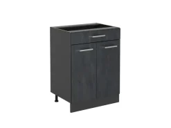 Küchenschränke<Vicco Schubladenschrank R-Line Schwarz Beton 60 cm mit Schublade ohne Arbeitsplatte Beton Anthrazit
