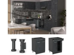 Küchenschränke<Vicco Schubladenschrank R-Line Schwarz Beton 60 cm mit Schublade ohne Arbeitsplatte Beton Anthrazit