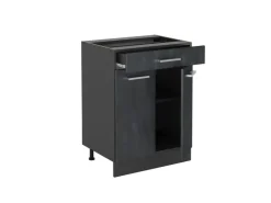 Küchenschränke<Vicco Schubladenschrank R-Line Schwarz Beton 60 cm mit Schublade ohne Arbeitsplatte Beton Anthrazit