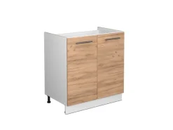 Pfannen|Küchenschränke<Vicco Spülenunterschrank Fame-Line Goldkraft /Weiß 80 cm ohne Arbeitsplatte Eiche