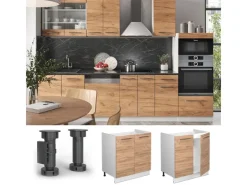 Pfannen|Küchenschränke<Vicco Spülenunterschrank Fame-Line Goldkraft /Weiß 80 cm ohne Arbeitsplatte Eiche
