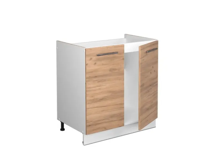 Pfannen|Küchenschränke<Vicco Spülenunterschrank Fame-Line Goldkraft /Weiß 80 cm ohne Arbeitsplatte Eiche