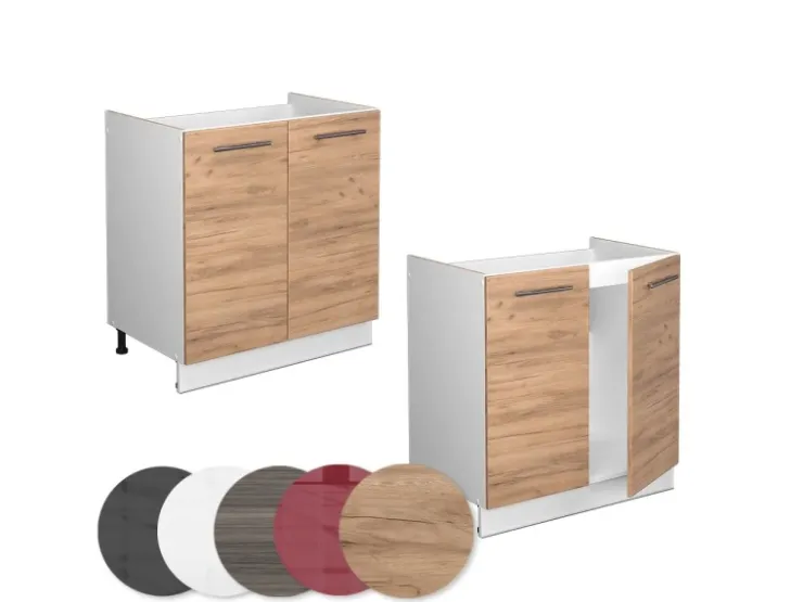 Pfannen|Küchenschränke<Vicco Spülenunterschrank Fame-Line Goldkraft /Weiß 80 cm ohne Arbeitsplatte Eiche