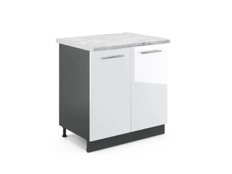 Vicco Spülenunterschrank Fame-Line Hochglanz/Anthrazit 80 cm AP Marmor Küchenschränke