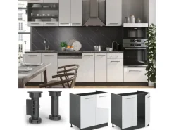 Vicco Spülenunterschrank Fame-Line Hochglanz/Anthrazit 80 cm AP Marmor Küchenschränke