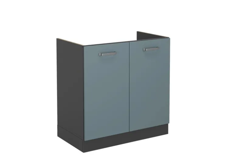 Küchenschränke<Vicco Spülenunterschrank R-Line Blau-Grau/Anthrazit 80 cm ohne Arbeitsplatte Blaugrau