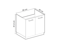 Küchenschränke<Vicco Spülenunterschrank R-Line Blau-Grau/Anthrazit 80 cm ohne Arbeitsplatte Blaugrau