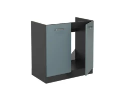 Küchenschränke<Vicco Spülenunterschrank R-Line Blau-Grau/Anthrazit 80 cm ohne Arbeitsplatte Blaugrau