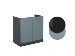 Küchenschränke<Vicco Spülenunterschrank R-Line Blau-Grau/Anthrazit 80 cm ohne Arbeitsplatte Blaugrau