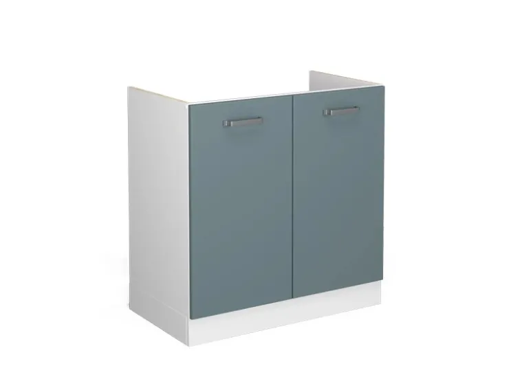 Küchenschränke|Einbauküchen<Vicco Spülenunterschrank R-Line Blau-Grau/Weiß 80 cm ohne Arbeitsplatte Blaugrau
