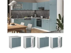 Küchenschränke|Einbauküchen<Vicco Spülenunterschrank R-Line Blau-Grau/Weiß 80 cm ohne Arbeitsplatte Blaugrau