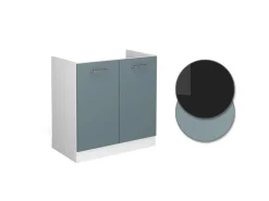 Küchenschränke|Einbauküchen<Vicco Spülenunterschrank R-Line Blau-Grau/Weiß 80 cm ohne Arbeitsplatte Blaugrau