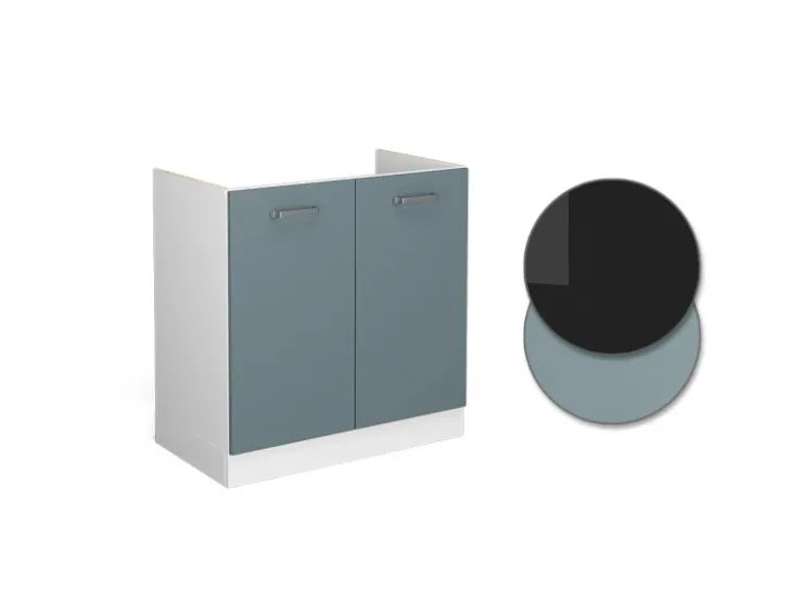 Küchenschränke|Einbauküchen<Vicco Spülenunterschrank R-Line Blau-Grau/Weiß 80 cm ohne Arbeitsplatte Blaugrau