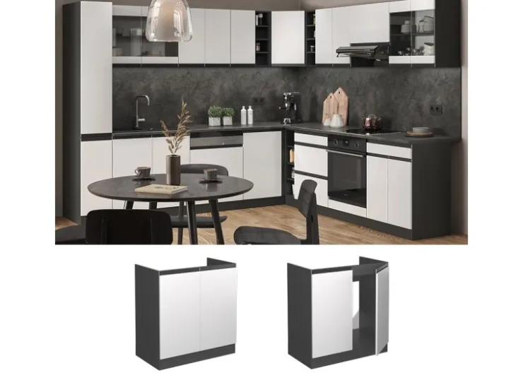 Besteckkästen|Zubehör Für Küchenarmatur<Vicco Spülenunterschrank R-Line Küchenunterschrank für die Spüle /Anthrazit 80 cm AP Eiche Weiß