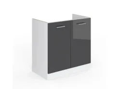Clearance Vicco Spülenunterschrank R-Line Hochglanz/Weiß 80 cm ohne Arbeitsplatte Anthrazit