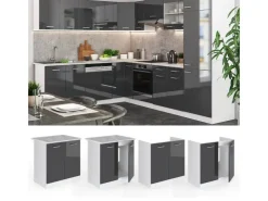 Clearance Vicco Spülenunterschrank R-Line Hochglanz/Weiß 80 cm ohne Arbeitsplatte Anthrazit