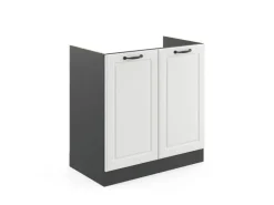 Vicco Spülenunterschrank R-Line Landhaus/Anthrazit 80 cm ohne Arbeitsplatte Weiß