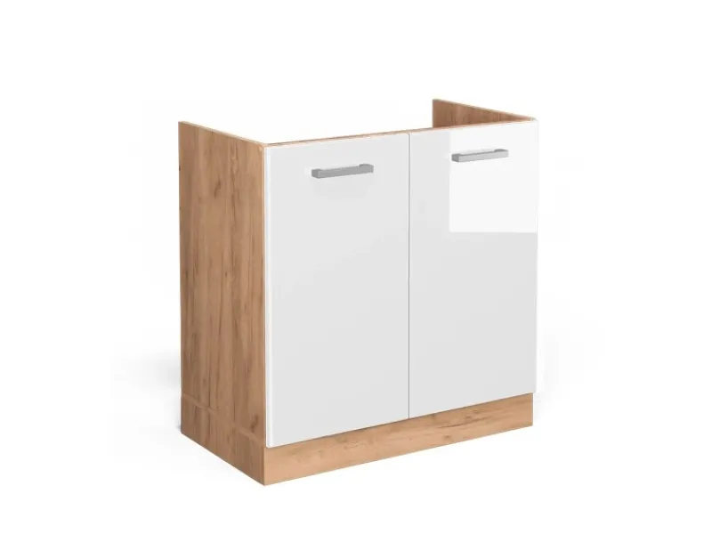 Vicco Spülenunterschrank R-Line Hochglanz/Goldkraft Eiche 80 cm ohne Arbeitsplatte Küchenschränke