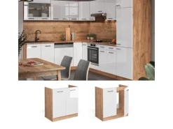 Vicco Spülenunterschrank R-Line Hochglanz/Goldkraft Eiche 80 cm ohne Arbeitsplatte Küchenschränke
