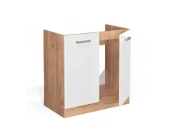 Vicco Spülenunterschrank R-Line Hochglanz/Goldkraft Eiche 80 cm ohne Arbeitsplatte Küchenschränke