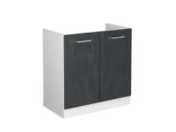 Vicco Spülenunterschrank R-Line Schwarz Beton/Weiß 80 cm ohne Arbeitsplatte Beton Anthrazit