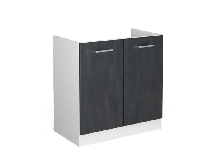 Vicco Spülenunterschrank R-Line Schwarz Beton/Weiß 80 cm ohne Arbeitsplatte Beton Anthrazit