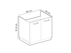 Vicco Spülenunterschrank R-Line Schwarz Beton/Weiß 80 cm ohne Arbeitsplatte Beton Anthrazit