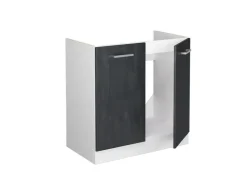 Vicco Spülenunterschrank R-Line Schwarz Beton/Weiß 80 cm ohne Arbeitsplatte Beton Anthrazit