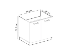 Vicco Spülenunterschrank R-Line Küchenunterschrank für die Spüle Blau-Grau/Weiß 80 cm AP Marmor Küchenschränke