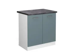 Pantryküchen|Küchenschränke<Vicco Spülenunterschrank R-Line Küchenunterschrank für die Spüle Blau-Grau/Weiß 80 cm AP Anthrazit Blaugrau