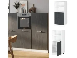 Hot Vicco Vorratsschrank R-Line Herdschrank Schwarz Beton/Weiß 60 cm Herde