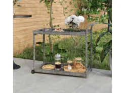 Discount vidaXL Barwagen Grau 100x45x83 cm Poly Rattan Servierwagen