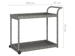 Discount vidaXL Barwagen Grau 100x45x83 cm Poly Rattan Servierwagen