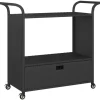 Discount vidaXL Barwagen mit Schublade Schwarz 100x45x97 cm Poly Rattan Servierwagen